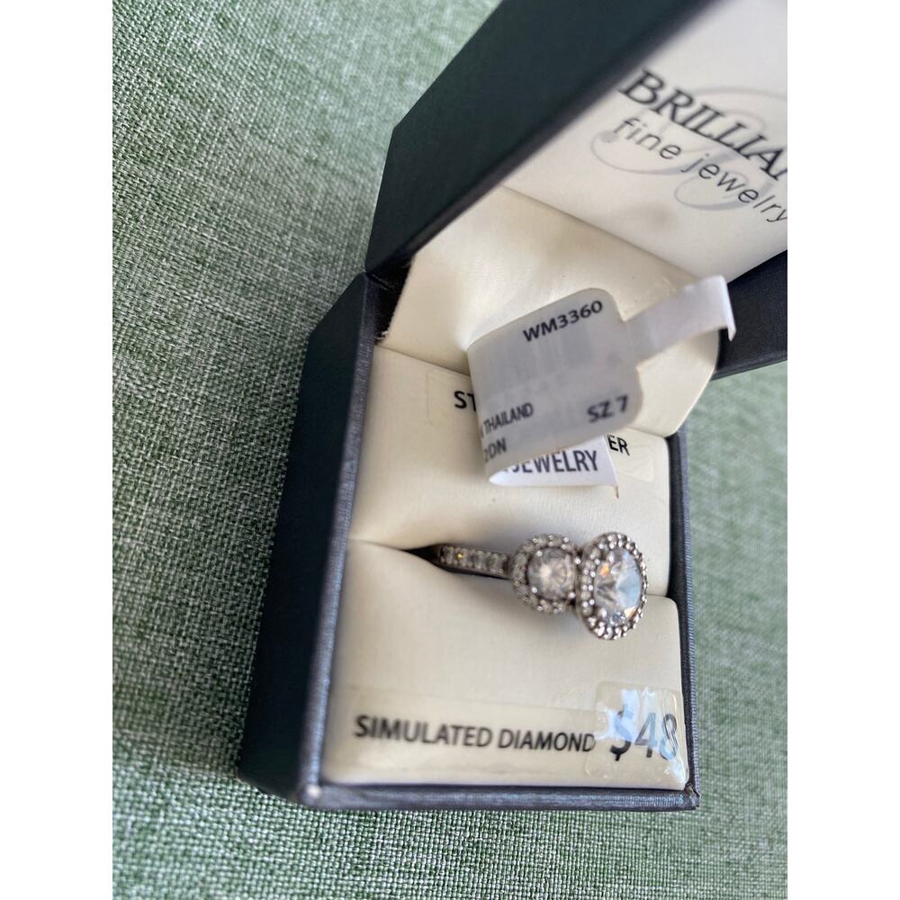 Brilliance Fine Jewelry Sterling Silver Diamond 3-Stone Halo Ring Size 7 NWT - Picture 9 of 9